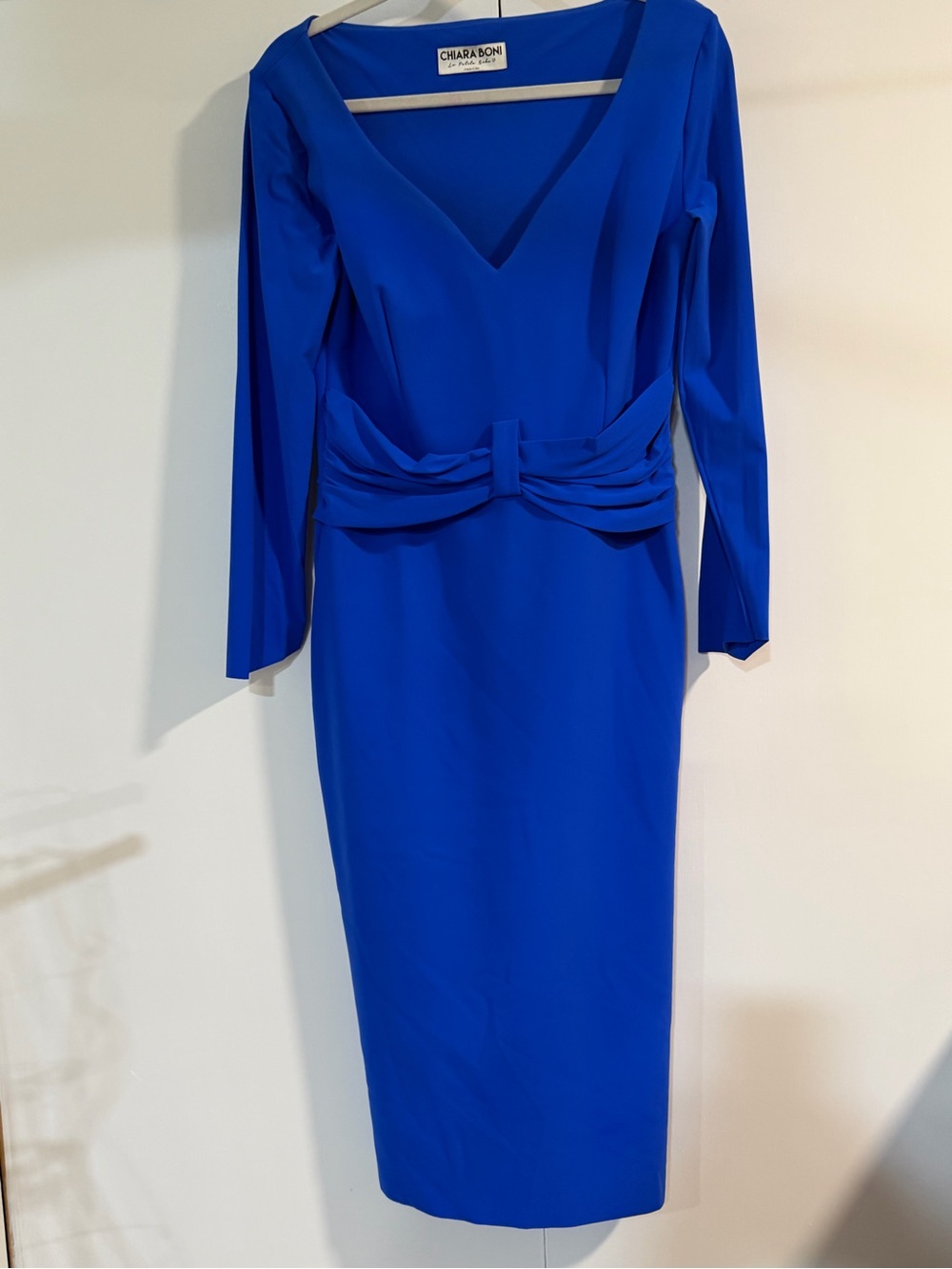 Chiara Boni La Petite Robe Royal Blue Ruched Midi Dress IT 50 US 14